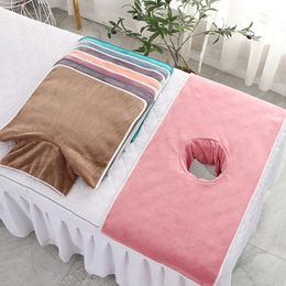 40x80 cm velours Salon de beauté corail éponge couverture de lit avec visage Berath trou SPA Massage couvre-lit serviette serviettes tissu 1 pièces 240227