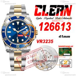 41 126613LB VR3235 automatisch herenhorloge Clean CF tweekleurig geelgoud keramiek lunette blauwe wijzerplaat 904L stalen band Super Edition dezelfde seriële garantiekaart Puretime