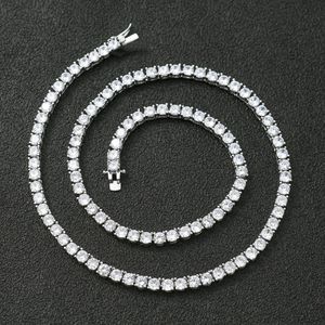 41 45 50 55cm 925 Collier de tennis de cou en argent sterling 3 mm 4 mm Zircone Colliers de chaîne de pierres pour les femmes