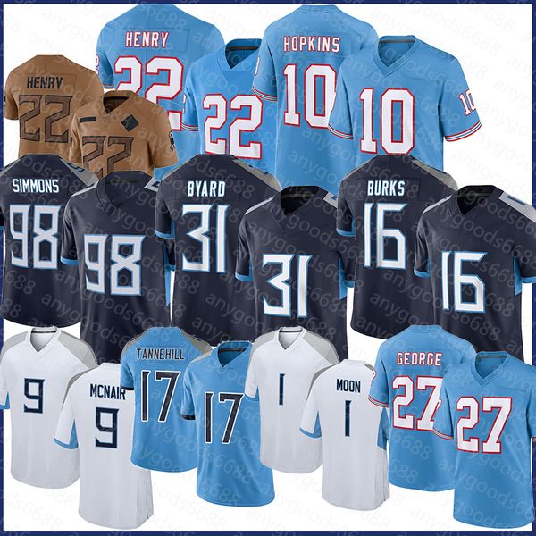 DeAndre Hopkins Derrick Henry maillot de Football homme Jeffery Simmons Ryan Tannehill Kevin Byard Treylon Burks Steve McNair Warren Moon Eddie George Earl Campbell