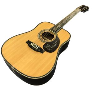 Guitare acoustique en abalone véritable, 41 pouces, moule D45, 12 cordes, doigt noir