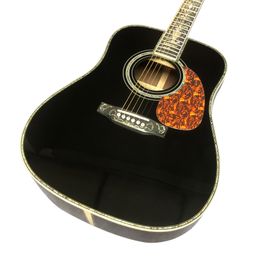 Guitare acoustique incrustée d'ormeau de couleur BK de luxe série D45 de 41 pouces
