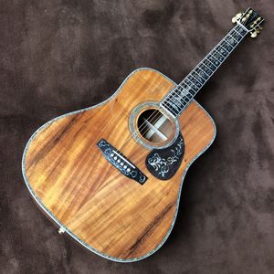41-Inch Premium Full Koa Wood Acoustic Guitar with Abalone Inlay