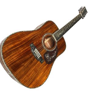 41 pouces Agrands en bois koa complet incrusté 12 cordes de guitare acoustique du doigt noir