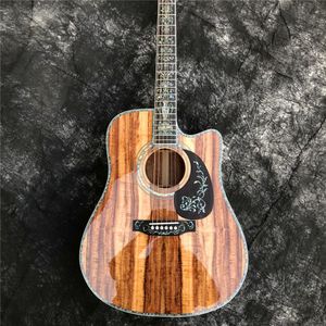 41 inches Cutaway koa wood acoustic guitar,Ebony fingerboard,Real abalone inlays and binding
