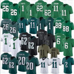 Saquon Barkley Devonta Smith Kelly Green Jalen Hurts Football Jersey Jason Kelce AJ Brown Davis Jalen Carter Dawkins Darius Slay Jr Goedert Graham Bryce Huff