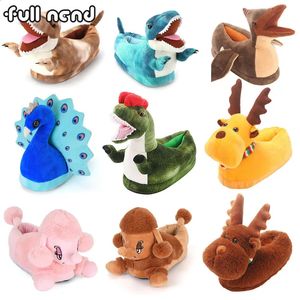 411 Slippels Non-slip paar huis slaapkamer mannen dinosaurus zachte warme pluche huis triceratops kerstcadeau indoor schoenen winter 231109 633