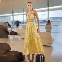 413 xxl 2024 Milan Runway Dress Spring Summer Sleeveless Spaghetti Strap Long Dresses Vestido para mujer Boka de alta calidad
