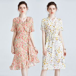 413N61 OC dames plus size jurk 100% mulberry zijde hoogwaardige zomer geprinte rok