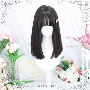 414 Long Full Natural Head Straight Hair Set Imitation Lolita Anime Jk cos Wig