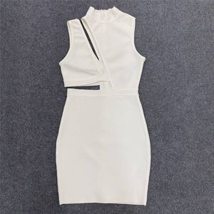 416 L 2024 Milan Runway Dress Spring Summer Mouwloze witte sexy jurken Damesjurk mode mode hoogwaardige bohon