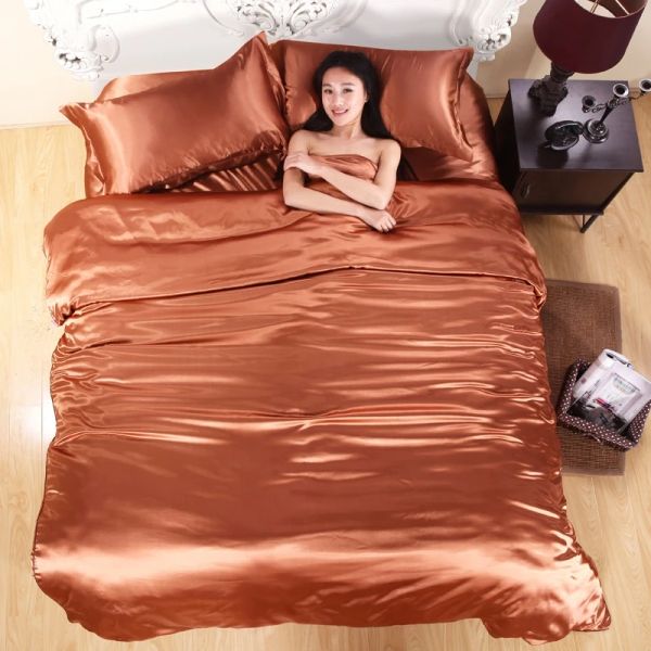 41HOT!Ensemble de literie soyeuse, ensemble de lit king size textile à la maison, draps de lit, couette à couette plate à plaques d'oreiller en gros en gros
