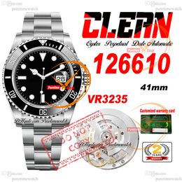 41 mm 126610LN VR3235 Montre automatique pour homme Clean CF Lunette en céramique Cadran noir Bracelet en acier 904L Super Edition Même carte de garantie série Puretime Starbucks Kermit