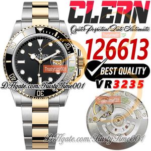 41mm 126613 VR3235 Montre automatique pour homme Clean CF Bicolore Or jaune Céramique Lunette Cadran noir Marqueurs de points Bracelet en acier 904L Super Edition Trustytime001 Montres