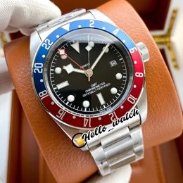 41 mm GMT M79830RB-0001 79830 Relojes para caballeros Asiático 2813 Reloj automático para hombre Esfera negra Bisel azul rojo Pulsera de acero inoxidable Wris2949