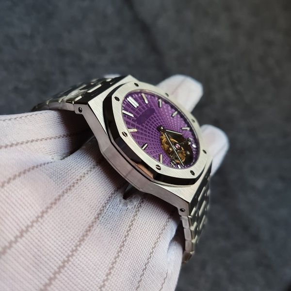 41mm remontage manuel mouvement mécanique Tourbillon hommes montre-bracelet bracelet 26522CE 26510ST Sunburst Tapisserie cadran violet bleu saphir étanche