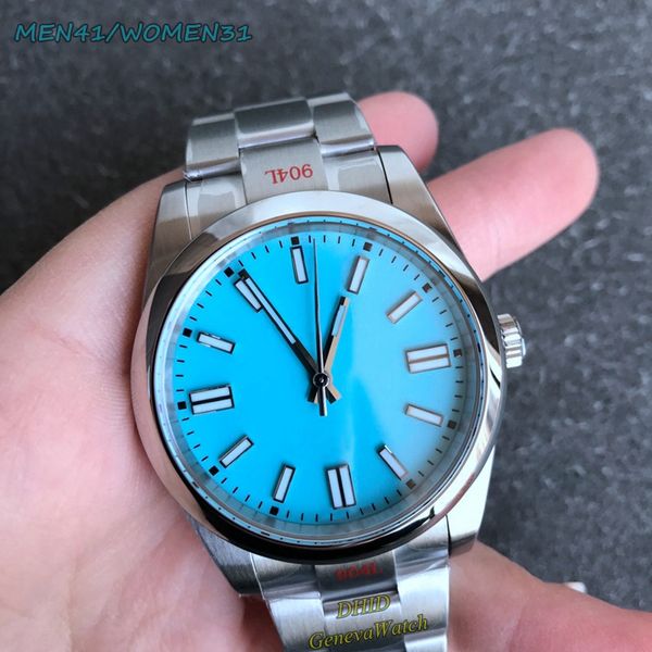 41 mm de lujo para hombre para mujer relojes de diseño ETA 2824 reloj de movimiento automático mecánico 904L ventana de zafiro de acero 200 M relojes de pulsera resistentes al agua azul Tiffany