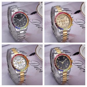 41 mm herenhorloges voor designer luxe horloge Automatische mechanische horloges 904L roestvrij staal Rainbow Square Diamond Bezel gouden horloges