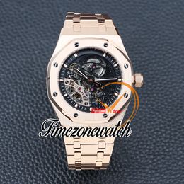 41mm nouvelle montre automatique pour hommes cadran squelette Tourbillon 15407 boîtier en acier or Rose 18 carats Bracelet montres pour hommes Timezonewatch Z20c