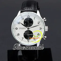 41mm Portugieser Chronographe Quartz Montre Homme 371411 Montre Homme Cadran Blanc Cadran Noir Acier Csse Bracelet Cuir Chronomètre Nouvelles Montres Timezonewatch Z03a02