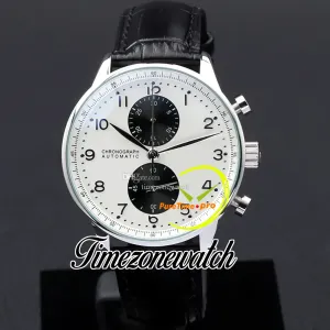 41 mm Portugieser Chronograph Quartz Mens Watch 371411 Mens Watch White Dial Black Subdial Steel Csse Leather Riem Stopwatch Nieuwe horloges TimeZoneWatch Z03A02