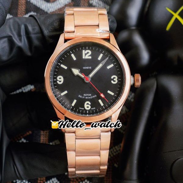 Relojes Ranger de 41 mm M79910-0001 79910 Dial negro Asiático 2813 Reloj automático para hombre Pulsera de acero en oro rosa completo Hola reloj HWTD 8 2699