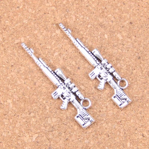 41 piezas antiguo plata bronce plateado francotirador rifle pistola encantos colgante DIY collar pulsera brazalete hallazgos 8*42mm