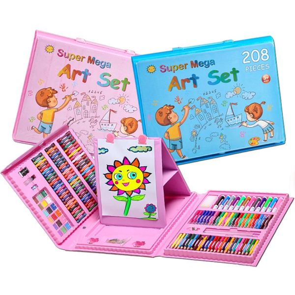 42-208 pièces enfants Art peinture ensemble jouets éducatifs aquarelle Crayon Crayon stylo à eau planche à dessin Doodle fournitures enfants cadeau 240112