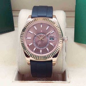 42 mm Montre pour homme de haute qualité Boucle déployante en acier inoxydable en caoutchouc mécanique automatique et conception unique de perceuse à anneau dans une variété de