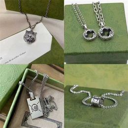 42% KORTING horloge Horloge ketting 925 zilveren ketting heren dames dubbele ring Hanger schedel tijger met letter kettingen mode cadeau sieraden G677