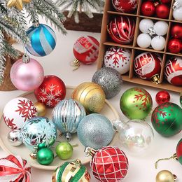 42 PCS / Set Christmas Tree Decor Ball Ornement Party Multi Size Party Snow Flake Imprim￩ Boules Ornement Bauble Vismas Decoration Th0398