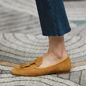 42 Size Casual 29 Schoenen Ronde Neus Loafers Vrouwen Flats Korea Stijl Eenvoudige Platte Echt Leer Dame Muilezels Lente Herfst Fringe