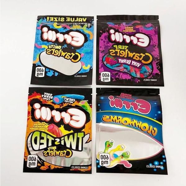 420 Embalaje Bolsas de Mylar para Gummi Brite Crawlers Paquete Bolsa Terp Muy Berry Twist Clow Worms Gum Wonk Ank Myla Gjxr