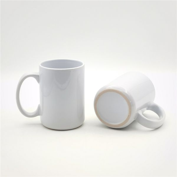 420ml / 15oz Tasse en céramique de sublimation Porcelaine de magnésie Chine Tasse à café Gobelet à thé Blanc Blanc DIY Designs Passe au lave-vaisselle / micro-ondes dans une boîte blanche