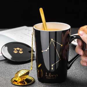420 ml keramische koffiemok met lepel thee -infuser creatief sterrenbeeld Zodiac Tea Cup voor watermelksap Verjaardagscadeau