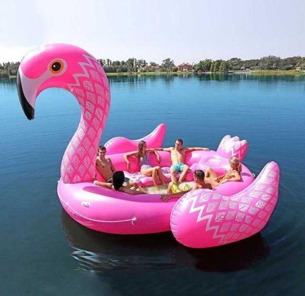 420x300x230 personne flotteur rose géant gonflable grand lac île jouets piscine radeau amusant bateau à eau grande île Unicorn255v