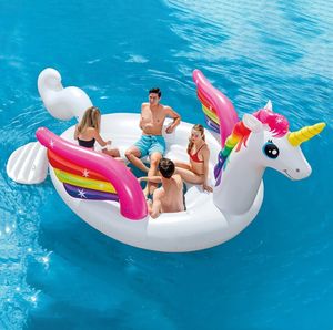 429*302*152CM fiesta inflable unicornio isla agua flotante cama fila sillón para adultos enviar en tren o barco