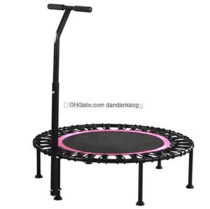 Trampoline de fitness ronde de 42 pouces avec poignée réglable pour adultes Kids Garden Park Jumping Trampolines Équipement de jeu doux