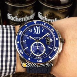 42mm Calibre De Plongée WSCA0011 Asiatique Automatique Montre Homme Cadran Bleu Grande Date Marque Romaine Boîtier En Acier Montres En Caoutchouc Bonjour Watch212f