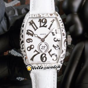 42 mm Cintree Curvex horloges zwart Croco 8880 25-jarig jubileum herenhorloge 3D-markeringen staal gesneden gebarsten kast witte lederen band H218n