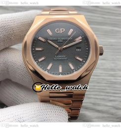 42 mm GP Laureato L39 Miyota Automatic Mens Watch 810105231181cm Black Dial Rose Gold Bracelet en acier inoxydable GENT