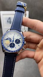 42mm chronographe mécanique édition limitée hommes montre 1970 montre-bracelet de la plus haute qualité Mouvement manuel à remontage manuel verre saphir étanche argent bleu