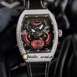 42mm Mannen Collectie Revolutie 3 V45 SC DT Horloges Black Skeleton Dial Automatic Mens Horloge Staal Diamond Case Lederen Rubber Strap HWFM Hello_Watch