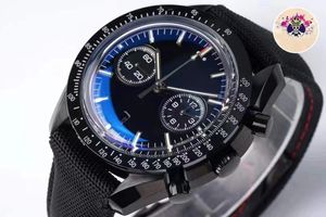 42 mm heren mechanisch horloge multifunctionele running tweede chronograaf beweging zwarte roestvrijstalen wijzerplaat zelfopwindende luxe casual waterdichte horloge