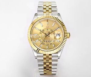 42 mm heren Watch Automatische Cal.9002 Bewegingsmensen Heken Sky Yellow Gold 904L Steel 9001 Ring 336933 Command Jubilee armband polshorloges