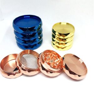 42mm Metal Grinder Fumer Grinder Dents Herbal Rainbow Diamond Broyeurs De Tabac Concasseur Coloré Rose Or Bleu Herbe 4 Couche Forme Cylindrique Jolie Cigarette