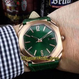 42 mm octo 101963 101964 Green Dial Mente Automatic HETTR GOL GOLD Green Le cuir de haute qualité