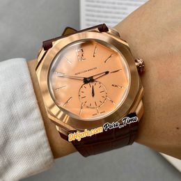 42mm Octo Finissimo 103015 102559 Swiss Quartz Herenhorloge Rose Gold Case Bruin Lederen Strap Gents Sport Horloges Hallo_Watch E42