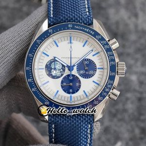 42 mm Relojes lunares profesionales Premio 50 aniversario Reloj para hombre Esfera blanca 310 32 42 50 02 001 OS Cronógrafo de cuarzo Nylon azul L193I