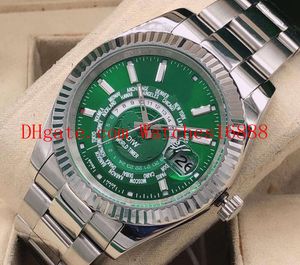 Livraison gratuite 42mm Sky Dweller 326934 326938 Asie 2813 Mouvement automatique mécanique vert montre pour homme bracelet en acier inoxydable montre-bracelet pour homme